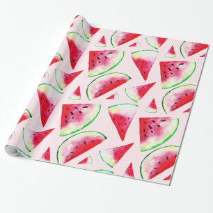 Papier Cadeau Motif de tranche de pastèque d'aquarelle