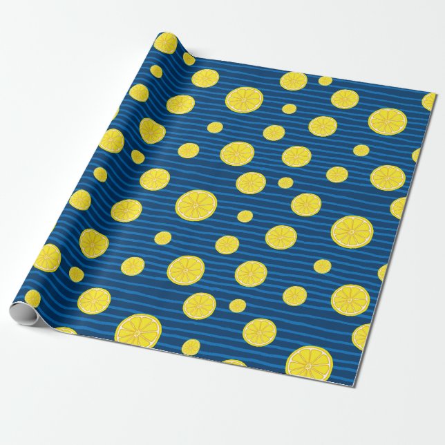 Papier Cadeau Motif de tranches de citron (Déroulé)
