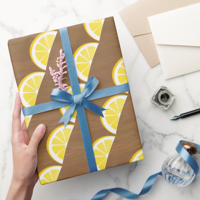 Papier Cadeau Motif de tranches de citron jaune moderne (Cadeaux)