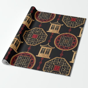 Papier Cadeau Motif de treillis du pavillon chinois