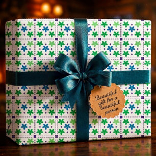 Papier Cadeau Motif de treillis floral bleu-vert