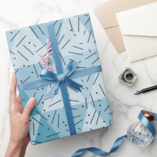 Papier Cadeau Motif de triangle d'art moderne Abstrait bleu