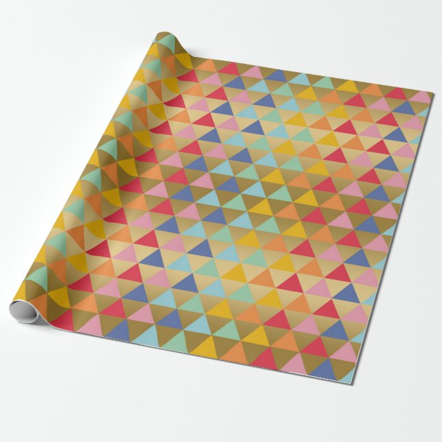 Papier Cadeau Motif de triangles colorés modernes (Déroulé)