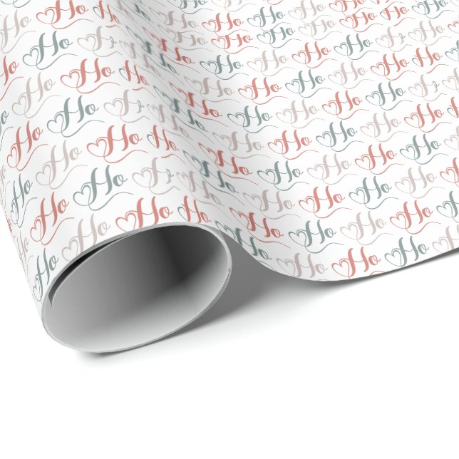 Papier Cadeau Motif de typographie Ho Ho Ho (Coin rond)
