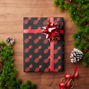 Papier Cadeau Motif de vacances ananas mignon rouge