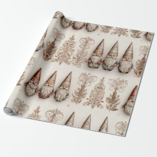 Papier Cadeau Motif de vacances de Noël à l'aquarelle vintage Gn