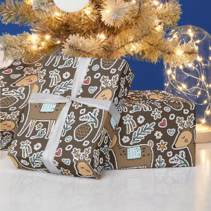 Papier Cadeau Motif de vacances de rennes de Noël