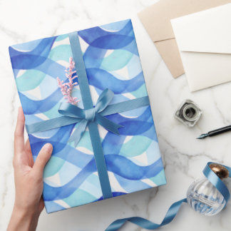 Papier Cadeau Motif de vague à l'aquarelle de flux océanique