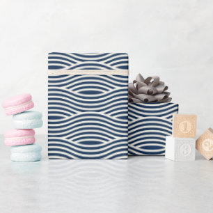 Papier Cadeau Motif de vague bleu et blanc de la marine