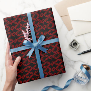 Papier Cadeau : Motif de vague géométrique rouge et blanc