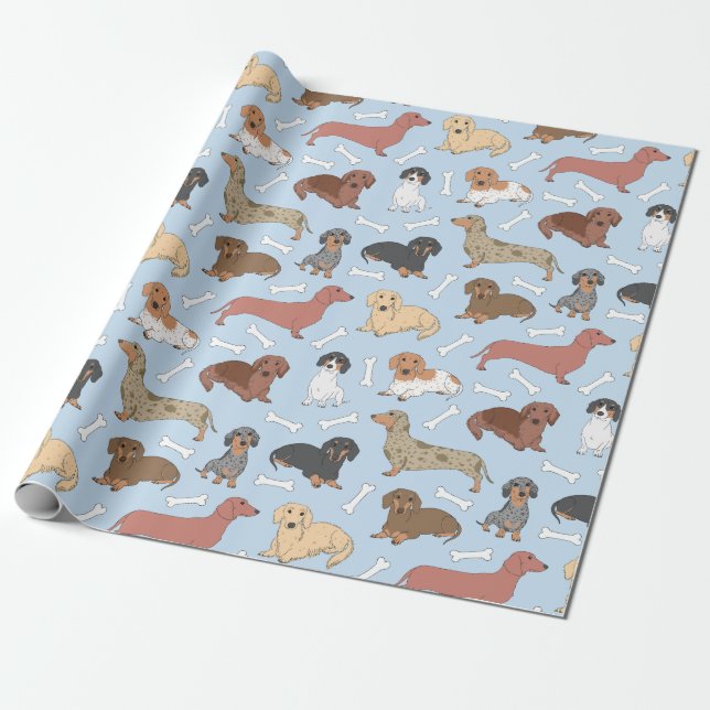 Papier Cadeau motif de variété dachshund (Déroulé)