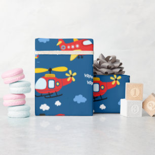 Papier Cadeau Motif de véhicules de dessin animé mignon