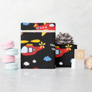 Papier Cadeau Motif de véhicules de dessin animé mignon