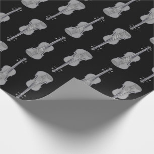 Papier Cadeau Motif de violon - Argent et Noir