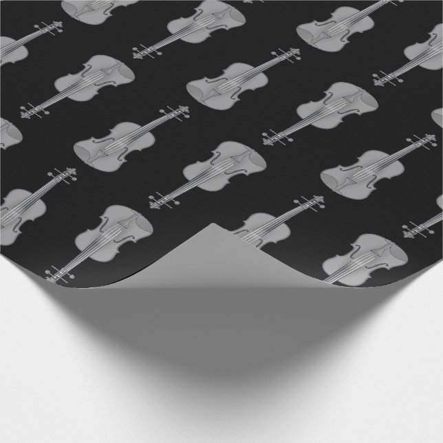 Papier Cadeau Motif de violon - Argent et Noir (Coin)