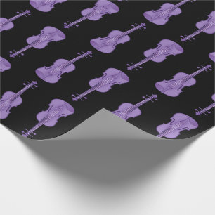 Papier Cadeau Motif de violon - Lavande et Noir