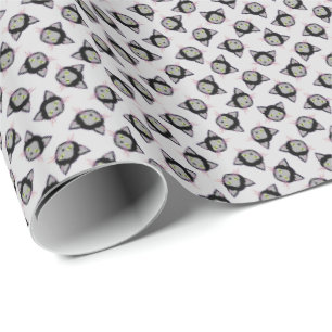 Papier Cadeau Motif de visage de chat noir Halloween