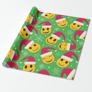 Papier Cadeau Motif de visages souriants et heureux de Noël avec