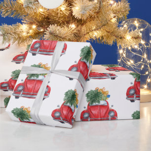 Papier Cadeau Motif de voiture de Noël