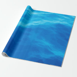 Papier Cadeau Motif d'eau d'océan bleu cristal avec des vibratio