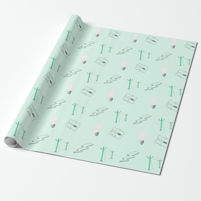 Papier Cadeau Motif décoratif électrique sarcelle (Déroulé)