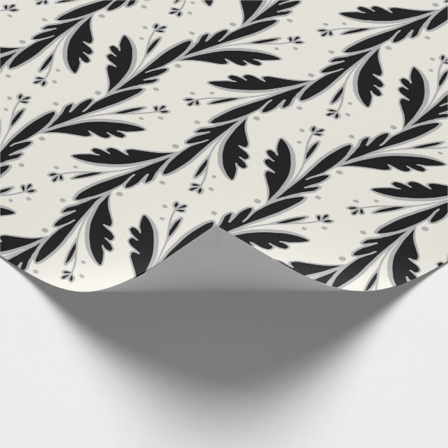 Papier Cadeau Motif décoratif Vignes Noires (Coin)