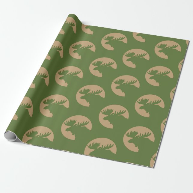 Papier Cadeau Motif d'élan rustique (Déroulé)