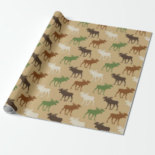 Papier Cadeau Motif d'élan rustique