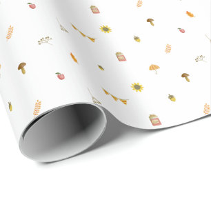 Papier Cadeau Motif d'éléments automnaux mignons.