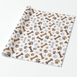 Papier Cadeau Motif d'empreintes de pattes de chien