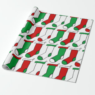 Papier Cadeau Motif des Bas de Noël rouges et verts