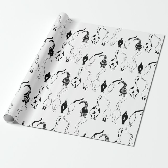 Papier Cadeau Motif des boutons de chat (Déroulé)