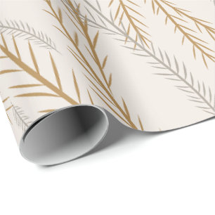 Papier Cadeau Motif des branches d'or et d'argent de Noël