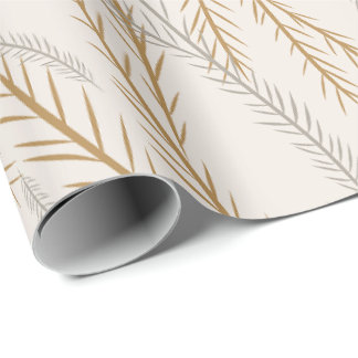Papier Cadeau Motif des branches d'or et d'argent de Noël