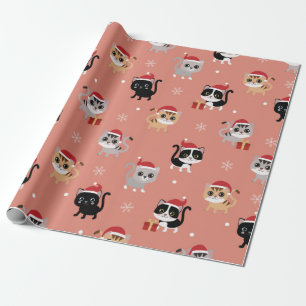 Papier Cadeau Motif des chats de Noël
