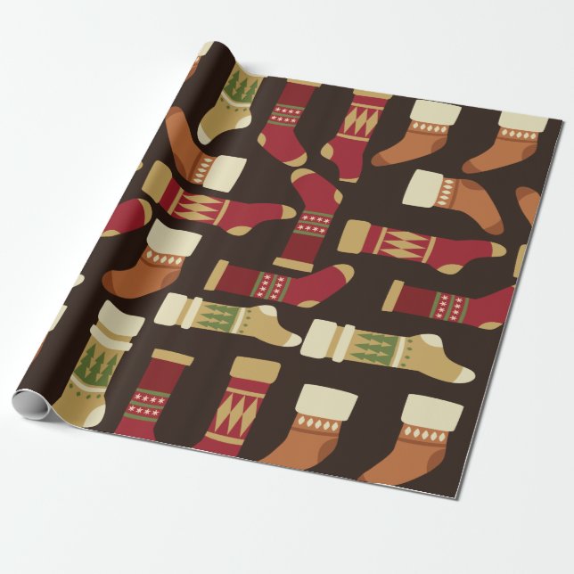 Papier Cadeau Motif des Chaussettes de Noël (Déroulé)
