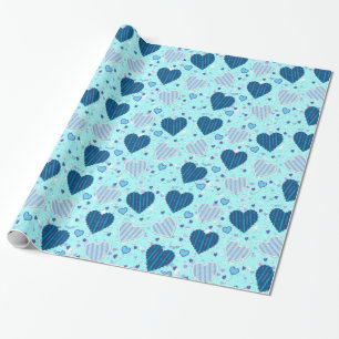 Papier Cadeau Motif des Coeurs Bleus