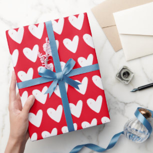 Papier Cadeau Motif des Coeurs rouges de la Saint-Valentin