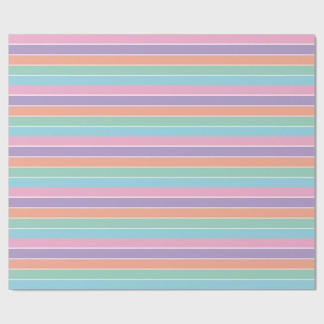 Papier Cadeau Motif des couleurs rétro rayées (Plat)