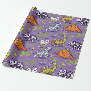 Papier Cadeau Motif des dinosaures d'Halloween