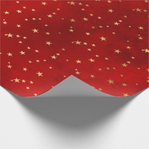 Papier Cadeau Motif des étoiles rouge/or de Noël
