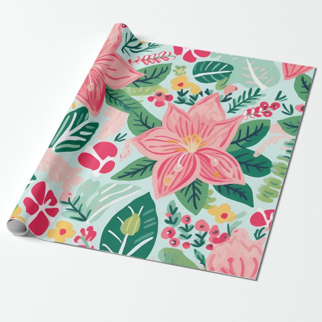 Papier Cadeau "Motif des fêtes tropicales" (Déroulé)