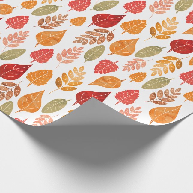 Papier Cadeau Motif des feuilles d'automne peintes (Coin)