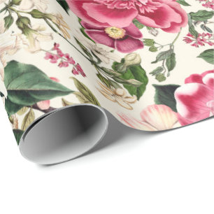 Papier Cadeau Motif des fleurs du jardin botanique Vintage