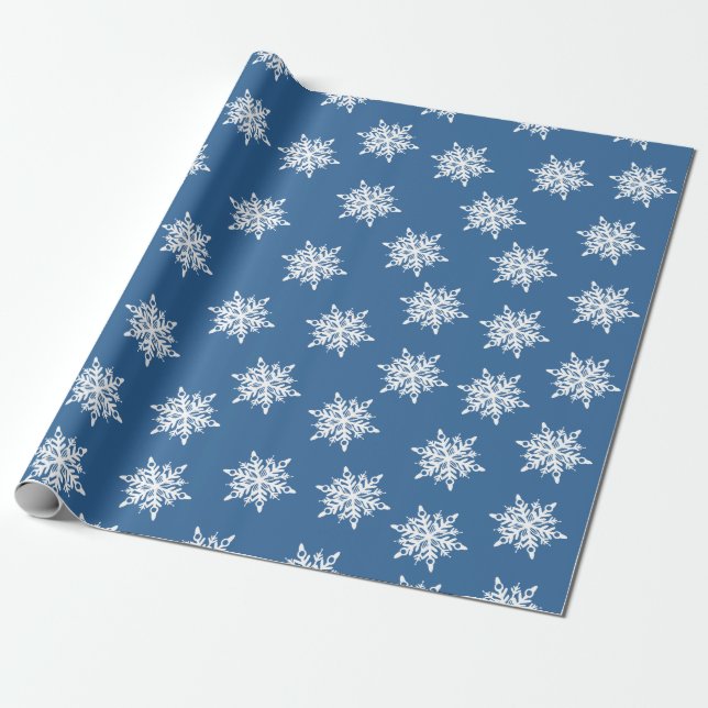 Papier Cadeau Motif des flocons bleus (Déroulé)