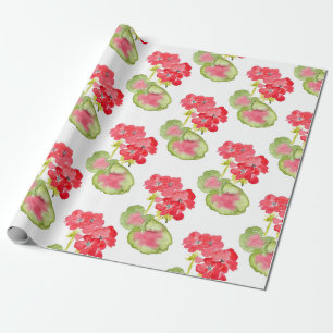 Papier Cadeau Motif des Geraniums de couleur rouge