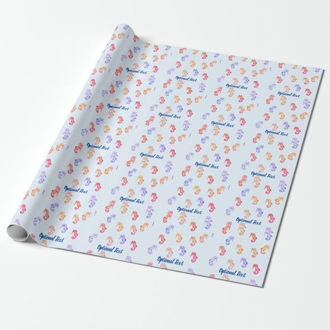 Papier Cadeau Motif des hippocampes colorés (Déroulé)