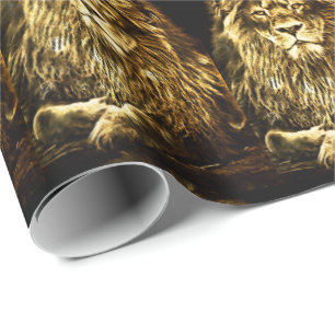 Papier Cadeau Motif des Lions d'or Majestic
