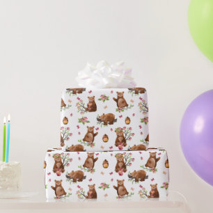 Papier Cadeau Motif des ours de miel   Papier d'enveloppement po
