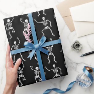 Papier Cadeau Motif des skettons de danse éffrayante